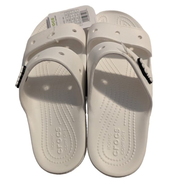 Crocs Unisex Sandals Men\'s Size 9 Women\'s Size 11 White & Jibbitz 206761-100 New main image 15
